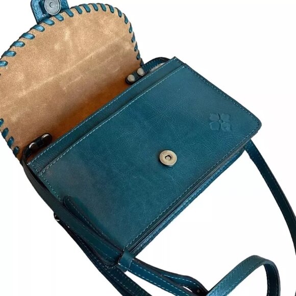 Patricia Nash Blue Coral Lanza Crossbody Wristlet Leather Triple Entry - Picture 4 of 8